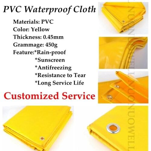 Customize Size 0.45mm Yellow Thicken PVC Tarpaulin Rainproof Double Sided Tarp Waterproof Truck Car Cover Balcony Sunshade Cloth