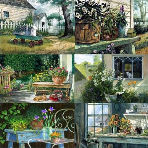 New hot 5D DIY Diamond Painting Garden Hobbies And Crafts Diamond Embroidery House Landscape Full Square Round Drill Home Decor
