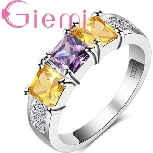 New Stylish Wide Band Colorful Finger Rings for Women Party Love Gifts Solid 925 Sterling Silver Jewelry Ladies Anillos