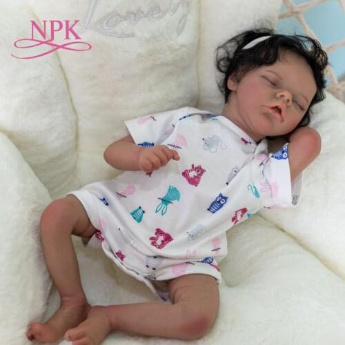 NPK 50CM Twin B Reborn soft body Baby Handmade Black Skin African American Baby Girl Doll Handrooted Hair Collectible Art Doll