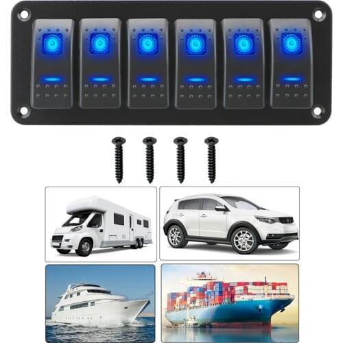 LED Toggle Switch Panel 12/24V 6 Gang ON-OFF Rocker Switch Panel Waterproof For Marine Boat Caravan RV Double Light Switch