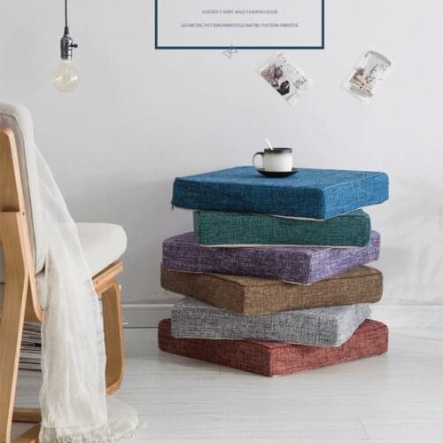 35D Sponge Sofa Cushion Hard High Density Chair Pad Square Thicken Linen Chair Cushion Decorative Tatami Outdoor Cushion 40X40