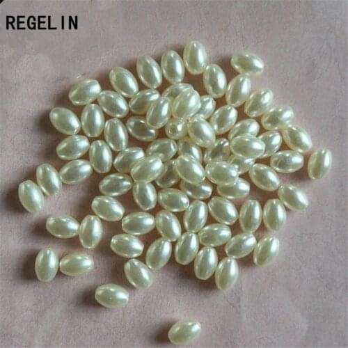REGELIN 200pcs/lot 4x8mm Rice Shape White Imitation Pearls Beads Crafts Decoration DIY Bracelets Necklaces Jewelry Accessories