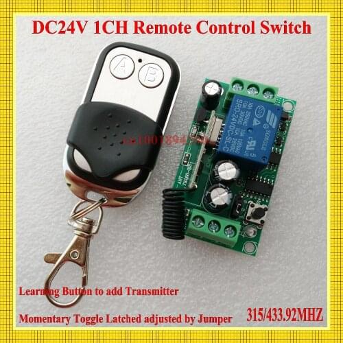 DC 24V 10A Relay Remote Control Switch Power Remote ON OFF RF Wireless Switch ASK Learning Code Receiver 315/433 Smart Home RXTX