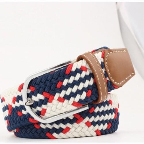 Men Female Casual Knitted Pin Buckle Belts Nylon Adjustable Women Belt Outdoor Travel Tactical Buckle Pants Waist Belt 130cm