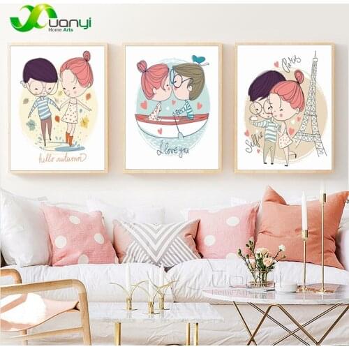 Romantic Love Story Nordic Prints And Painting Modern Wall Art Canvas Cuadros Decoraction Wall Picture For baby Room Unframed