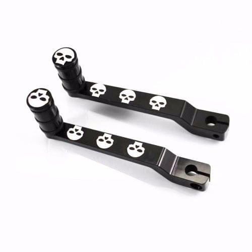 Black Skull Heel Toe Gear Shifters Shift Lever + Pegs For Harley Touring Tour Glide Softail FL Electra