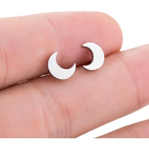 Hfarich Classical Cute Stainless Steel Tiny Moon Weekly Earrings for Women Dainty Crescent Earings Party Jewelry