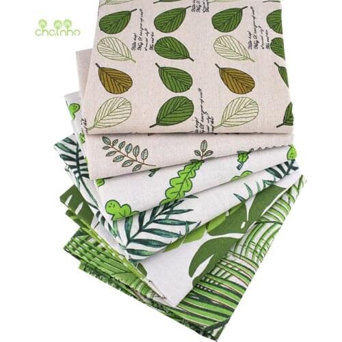 Chainho,Green Leaves Series,Printed Cotton Linen Fabric For DIY Quilting &Sewing Sofa,Table Clothes,Curtain,Bag,Cushion Material