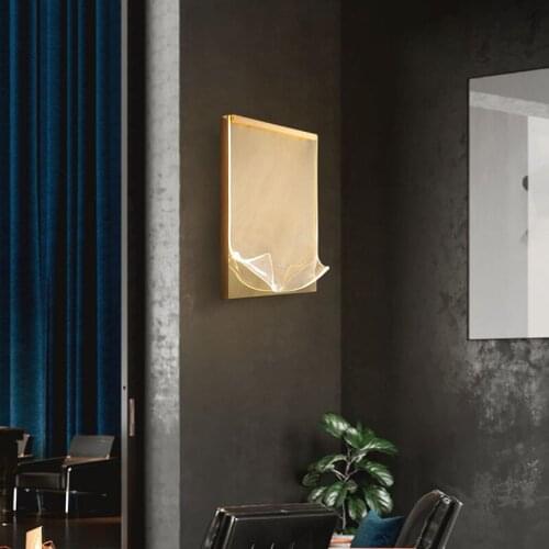 Nordic Iron Gold Led Wall Lamp Minimalism Bedroom Decor Home Acrylic Wall Light Hotel Living Dining Room Indoor Lighting Fixture