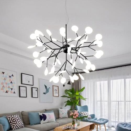 Modern Firefly LED Chandelier Stylish Tree Branch Ceiling Hanging Lighting Art Deco for Living Room Bedroom Home Decor Fixtures