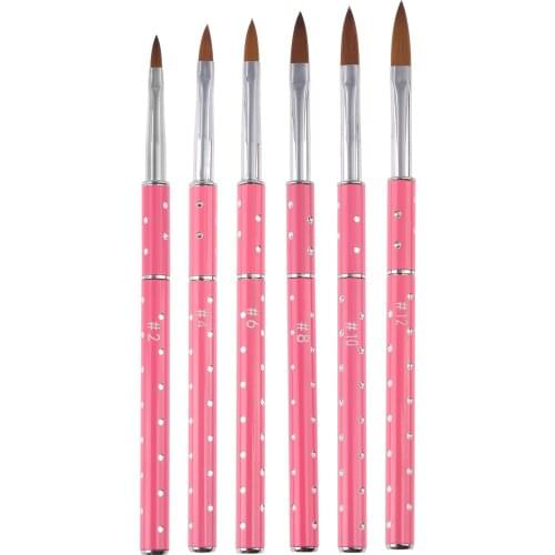1pc Acrylic Nail Art Brush No 4/6/8/10 Uv Gel Carving Pen Brush Liquid Powder Diy Nail Drawing Liquid Metal Handle