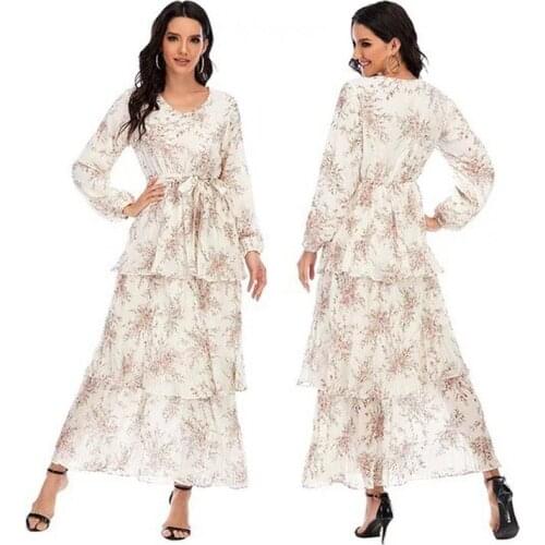 Eid Mubarak Abaya DUBAI Turkish Muslim Islam Clothing and Women Robe Musulman Femme Pleated Soft Print Maxi Dress