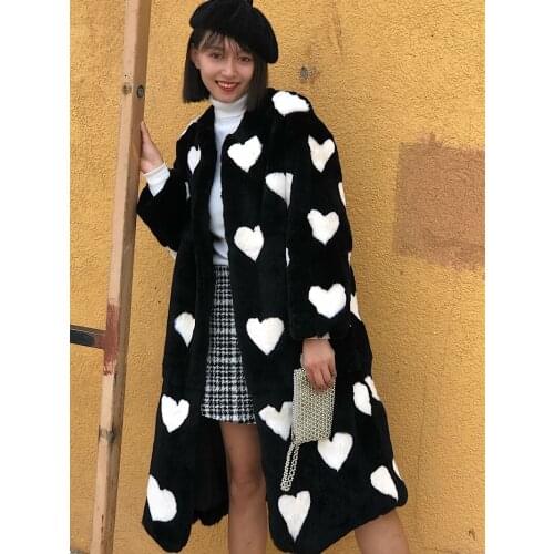 The winter of 2021 new female rabbit fur long coat