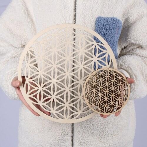 1Pc Geometry Ornament Flower of Life Shape Laser Cut Wood Energy Mat Wall Decor Kitchen Handmade Coasters Craft Wooden Wall Sign