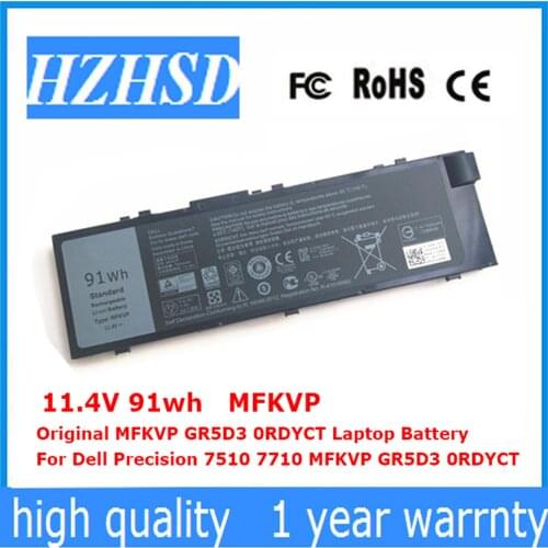 11.4V 91wh MFKVP Original MFKVP GR5D3 0RDYCT Laptop Battery For Dell Precision 7510 7710 MFKVP GR5D3 0RDYCT M7710