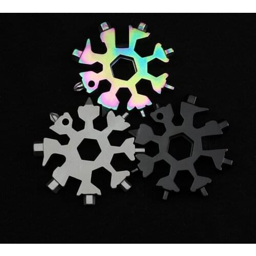 18-in-1 Portable Multi-tool card combination Compact Key ring opener Snowflake screwdriver Wrench Snow flake card Mini EDC Tool