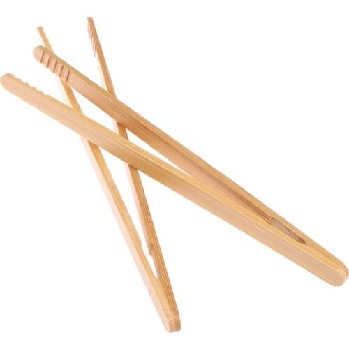 2Pcs Toaster Bacon Sugar Ice Tea Tong Clip Bamboo Tongs Wood Food Toast Salad Tongs for Cooking Baking Barbecue