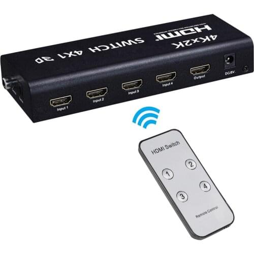 4kx2k 4x1 HDMI Switch 3D W/ Toslink Coaxial AUX Audio Switcher 4 In 1 Out 4K 1080P for PS3 PS4 DVD Laptop PC To TV HDTV Monitor