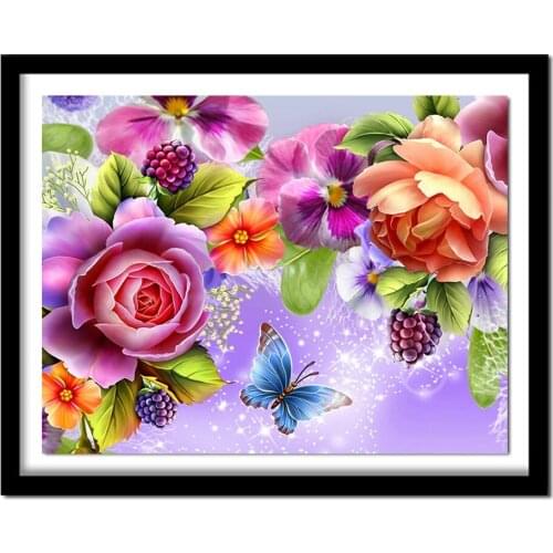 5d diy diamond embroidery butterfly&flower diamond painting Cross Stitch full square Rhinestone home decoration