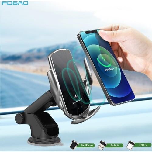 Automatic Mount 15W Wireless Car Charger for Samsung S20 S10 iPhone 12 11 XS XR X 8 Qi Magnetic USB Infrared Sensor Phone Holder