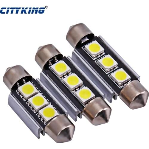 FreeShipping 10pcs/lot Festoon LED canbus 36mm 39mm 41mm White Dome Festoon CANBUS Error Free Car 3LED 5050 smd Light Bulb Lamp