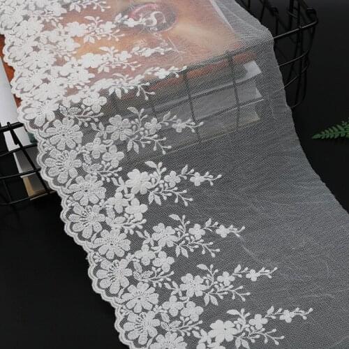 Free Shipping 15 yards/lot Lace Ribbon Tape Lace Trim Fabric DIY Embroidered Net Lace Trim Cord For Sewing Decoration LS018