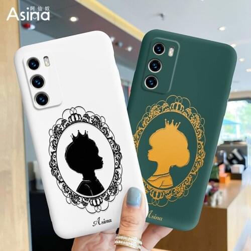 ASINA Liquid Silicone Phone Case For Huawei P40 P50 Pro Cartoon Prince Pattern Cases For P20 P30 Lite P smart 2019 Queen Coque