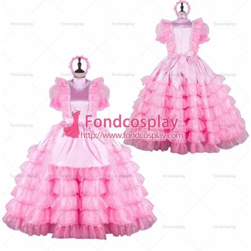 Sissy maid satin dress lockable Uniform cosplay costume Tailor-made[G2259]