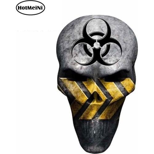 HotMeiNi 13cm x 7.7cm For Caution Skull Bio Hazard Car Stickers And Decals Personality Creative Stickers DIY Occlusion Scratch