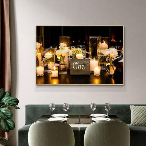 Candle Roses Painting on Canvas Art Cuadros Valentines Day Decor Posters and Prints Nordic Wall Picture for Living Room