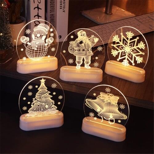 Creative 3D LED Christmas Bedside Night Lights USB/Battery Dual Purpose Santa Claus Snowman Room Decor Table Lamp Holiday Gifts