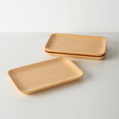 Square Dessert Plate Beech Plate Dish Sushi Dish Fruits Platter Dish Tea Server Tray Wooden Cup Holder LX1545