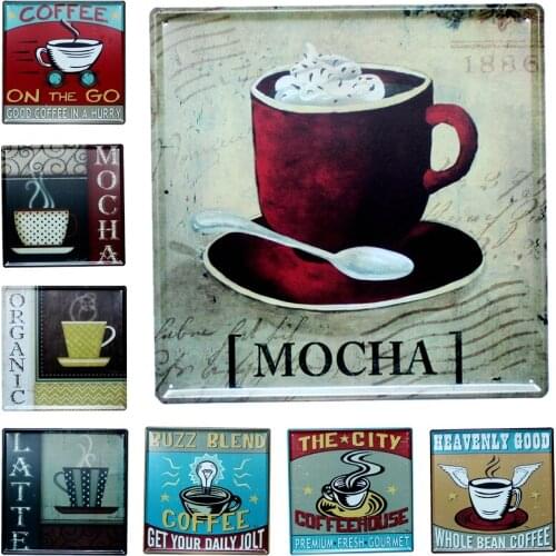 Coffee House Tin Signs Metal Painting Wall Bar Cofe Home Art Decor Living Room Cuadros Wall sticker 30X30CM DK-6