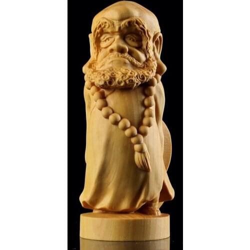 9/13CM Mini Cute Dharma wood statue Hand carved Craft Decoration Figure Decoration Cartoon Zen Master
