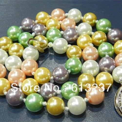 Fashion 12mm classical multicolor lovely shell simulated-pearl diy necklace round beads pretty jewelry making 18inch MY2033