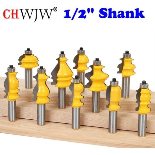10 Bit Architectural Molding Router Bit Set - 1/2" Shank Line knife Woodworking cutter Tenon Cutter for Woodworking Tools