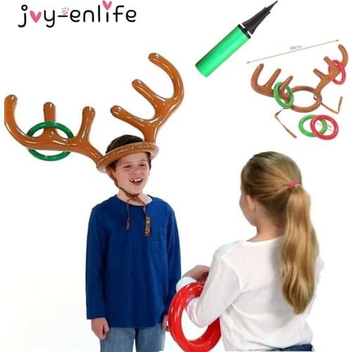Christmas Game Inflatable Reindeer Antler Hat Ring Toss Xmas Gift for Kids New Year Christmas Outdoor Inflated Toys Supplies