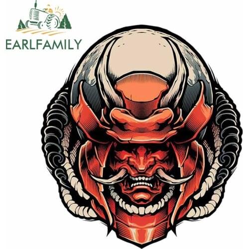 EARLFAMILY 13cm x 12.8cm for Hannya Samural Demon Car Stickers Family Personality Surfboard Suitcase Decal Scratch-proof Decor