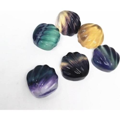 Natural colorful fluorite sea shell for Necklace Charms Women Jewelry Gift