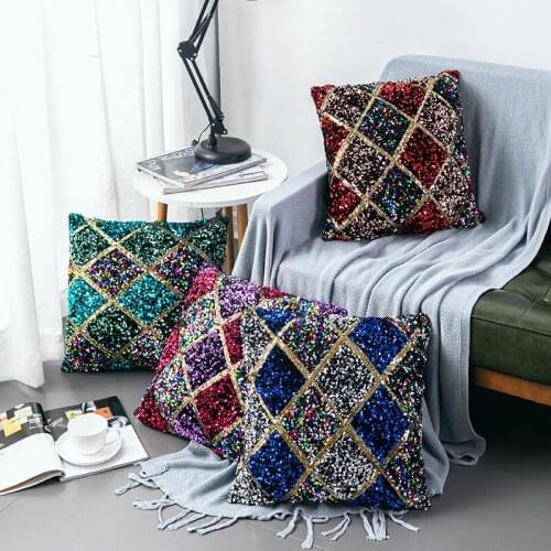 Geometric Pattern Pillow Cover 2021 New Fashion Cushion Cover Square Diamond Color Mixture Home Decorative kussenhoes T640