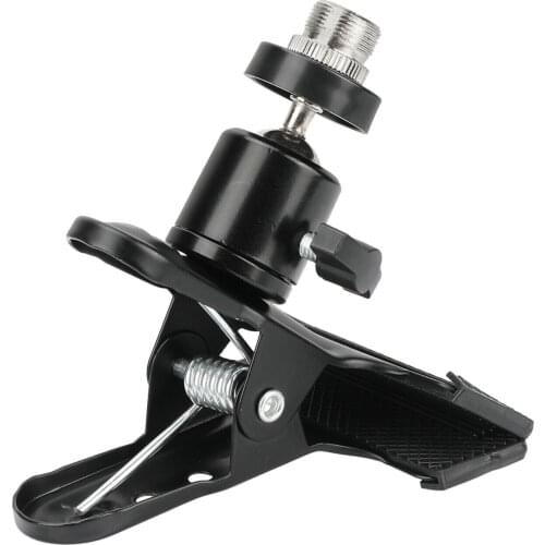 New design Multi-purpose Spring Clamp Adjustable Ball Head Microphone Screw Adapter