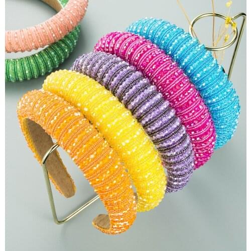 Handmade Sparkly Padded Rhinestones Headbands Full Crystal Luxurious Edition Hairbands Bejewled Black White Women 415