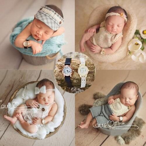 A Pair Newborn Photography Props Baby Photo Watches Mini Props Infant Photo Shoot Accessories 2 Style Mini Watches Creative Prop