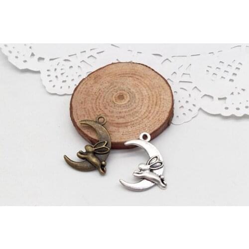 17 pcs Rabbit moon charms accessories Fit DIY Handmade Fashion Necklace earring bracelet bangles charms for Jewelry Making Carft