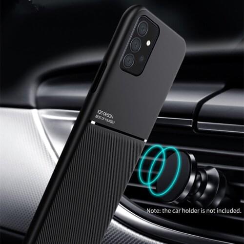 Luxury Leather phone Case For Samsung Galaxy A72 A52 A42 A12 A02 A02S Coque thin Magnetic Car Plate back Cover TPU Shell