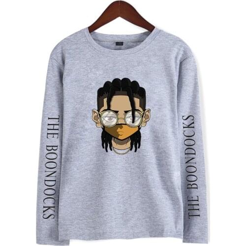 Anime The Boondocks Shirts Crew Neck Mens Shirt Long Sleeve Women Tshirts Casual Streetshirt The Boondocks Clothes Kawaii Tops