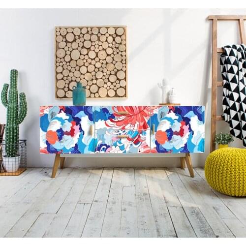 New Released Big Red Flowers Self-Adhesive Thickened Embossed Wallpaper for Room Decoration and Renovation with Waterproof