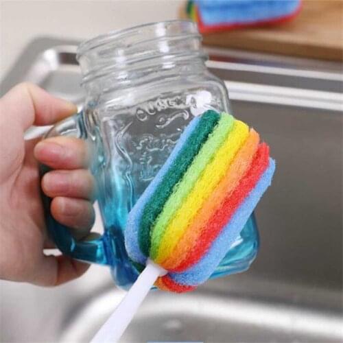 Detachable Water Bottle Cup Mug Glass Washing Sponge Cleaning Brush Scrubber With Handle Cleaning Utensils Brush Glass