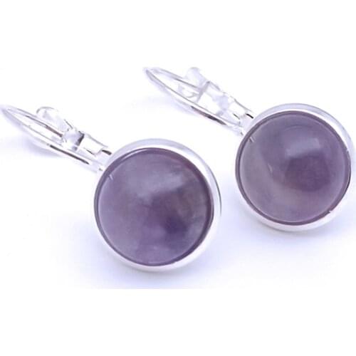 10MM 12mm Amethysts Stone Earrings Environmental Protection Purple Crystal Charms Earrings for Women Fashion Jewelry